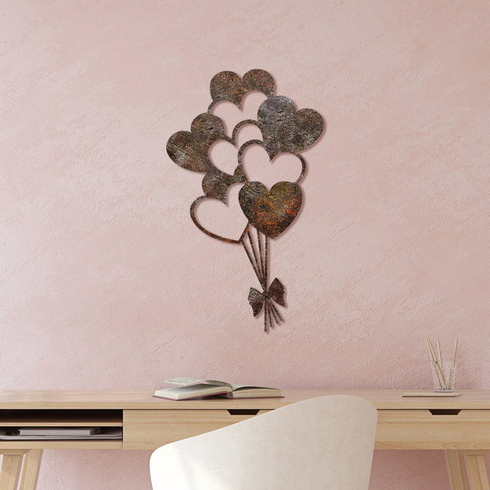Wallity Rusty Heart 1 - Escultura de pared de metal envejecido